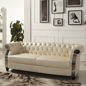 Yasitu Set European Style bauhaus furniture replica genuine leather yellow mustard leather sofa set