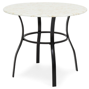Round Marble Top <strong>Dining</strong> Table <strong>Set</strong> for Restaurant Furniture, 4 Padded Chairs with Black Metal Frame for Cafe and Bistro - Product Image 3