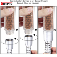 Pommeau de douche à main à filtre ionique à économie d'eau Sanipro 3 modes avec boules minérales ioniques pour le bain et la relaxation
