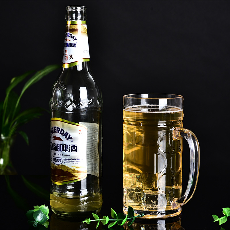 1 Liter clear  beer glass mug big beer glass mug with handle for drinking