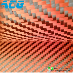 Tissu hybride en sergé 2x2 <span class=keywords><strong>Kevlar</strong></span> orange et <span class=keywords><strong>fibre</strong></span> de <span class=keywords><strong>carbone</strong></span> - Product Image 2