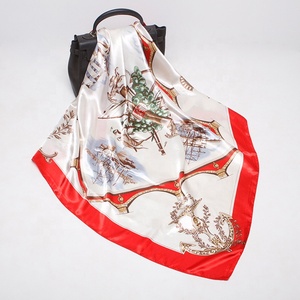 Sciarpa di seta floreale da 90cm con stampa digitale di moda in materiale satinato con grande copricapo quadrato - Product Image 6