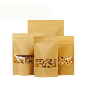 ขั้นต่ำในการสั่งซื้อ 500 ชิ้น ถุงกระดาษคราฟท์เคลือบพลาสติกแบบมีหน้าต่าง 120x200+40 มม. แบบใช้แล้วทิ้ง ผิวด้าน สำหรับพิซซ่า อาหารเด็ก มันฝรั่งทอด - Product Image 4