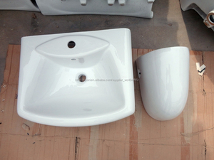 Cerámica de pared moderna semi pedestal de porcelana sanitaria lavarse las manos baño del fregadero del lavabo - Product Image 4
