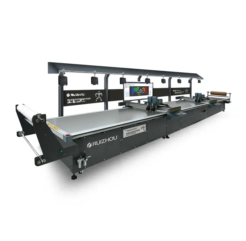 Mesin Pemotong Tekstil, Mesin Pemotong Multi Lapisan Otomatis dengan Pisau Kain Garmen CNC Kepala Ganda