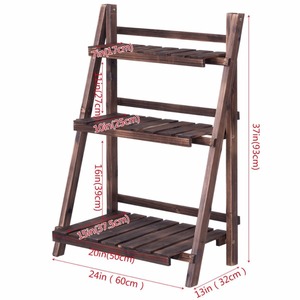 Scaffale per Vasi di Fiori a 3 Ripiani Pieghevole in Legno Espositore per Interni ed Esterni Giardino - Product Image 4