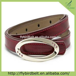 Jujube rouge distinctive ceinture magnétique elliptique broches, <span class=keywords><strong>aloy</strong></span> buckle3d femmes ceinture en faux cuir - Product Image 1