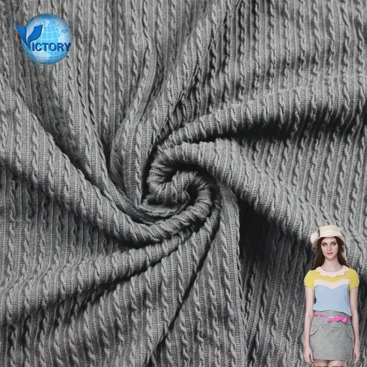 Knit Weft CVC Seersucker Rope Style Jacquard Upholstery fabric Sweater Cotton Polyester Spandex Elastic Knitting Fabric