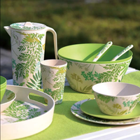 Nouveau design de service de vaisselle écologique en fibre de bambou bio pour enfants, 6 pièces, assiette ronde, tasse, bol, fourchette et cuillère avec boîte à lunch
