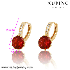 <span class=keywords><strong>Xuping</strong></span>-pendientes de aro chapados en oro con piedra colorida, joyería de moda, 27431 - Product Image 2