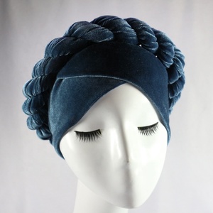 HZM-18148 de terciopelo de las mujeres turbante tapas trenzado cabeza Africana Bandana Twist pelo sombrero - Product Image 3