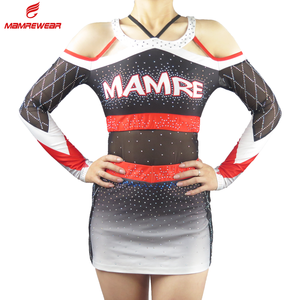 Nuevo Diseño Personalizado Sublimado Uniforme <span class=keywords><strong>de</strong></span> Animadoras para Mujer <span class=keywords><strong>de</strong></span> Manga Larga Conjunto <span class=keywords><strong>de</strong></span> Top y Pantalones Cortos - Product Image 3