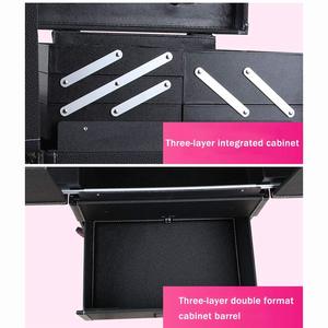 Uñas maquillaje caso Trolley de gran capacidad cosmética caja de equipaje rodante Multi-capa de salón de belleza tatuaje maleta Trolley - Product Image 6