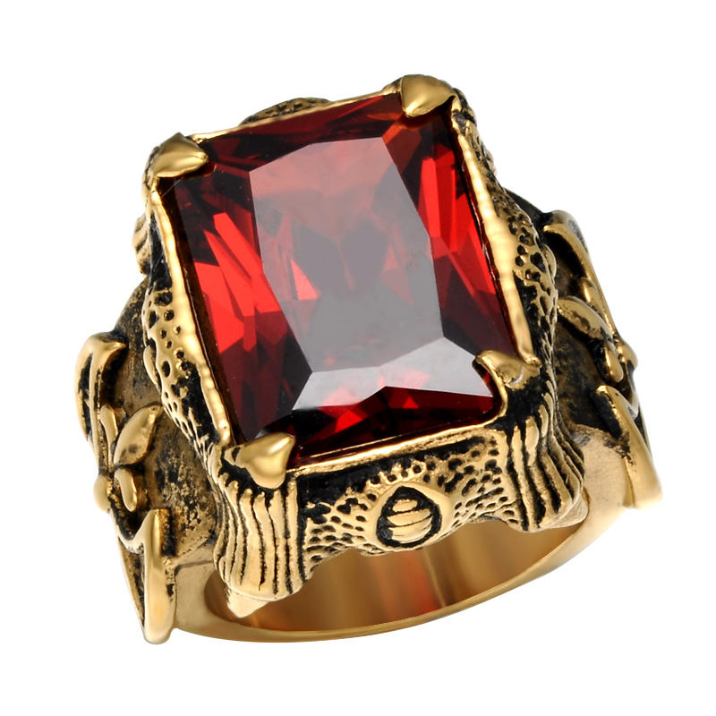 Imperial Cast Vintage Punk Gothic Ring Luxury Ruby Mens Rings for Engagement