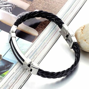 Marlary di Marca Degli Uomini di Modo Del Braccialetto di Lusso In Acciaio Inox Braccialetto di Cuoio - Product Image 2