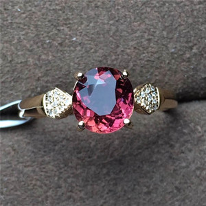 SGARIT-Anillo de boda de turmalina rosa de 1,55 quilates, joyería de oro de 18k, Gema natural ovalada, joyería personalizada - Product Image 1