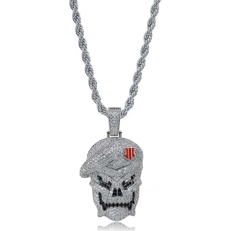 New Arrival Hot Sale HipHop Gold Silver Call of Duty Black Skeleton Skull Pendant Necklace