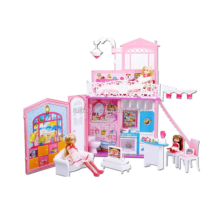 Eco friendly DIY Toy Modern Furniture Set Sweet Plastic Doll House