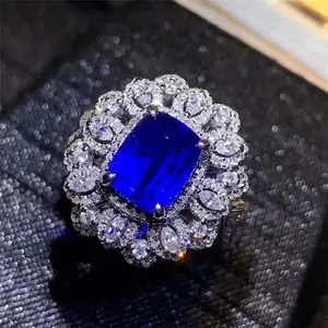 Vintage Ring Fine Jewelry In Gold 18k Gem Stone 3.03ct Natural Sri Lanka Blue Sapphire Ring Luxury Wedding