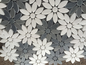 Flor de pavimento, <span class=keywords><strong>dibujos</strong></span> de flores de la margarita, gris blanco mosaico - Product Image 2