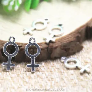 Female Symbol Charms Antique Silver Tone Gender 8x18mm