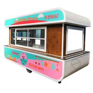 Toptan gıda durak ahşap-OEM özelleştirilmiş mobil mutfak dondurma sokak dükkanı yol kenarı tezgahları gıda sepeti aperatif otomatı