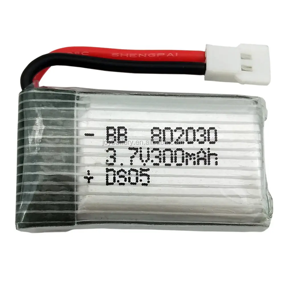 Rechargeable 802030 3.7V 300mAh 25C lithium ion li polymer battery with XH air plug