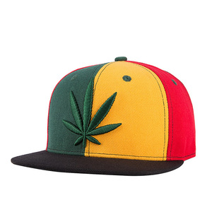 قبعة بأغطية خلفية شبيهة مطرزة ثلاثية الأبعاد بأوراق شجر بلونين من الأكريليك لعام 2017 - Product Image 1