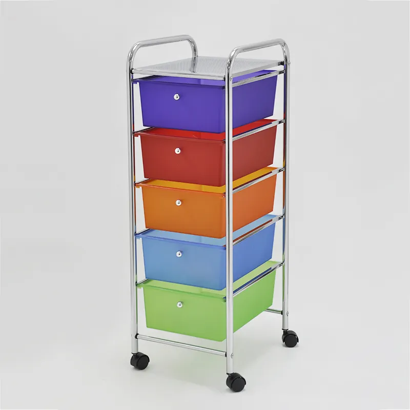 Fancy Rainbow Color 5 Tier Schubladen wagen mit Brett