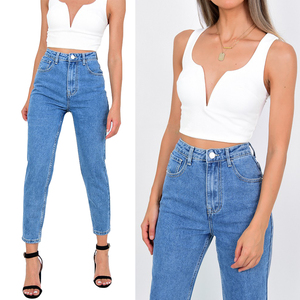 <span class=keywords><strong>Jeans</strong></span> de Mezclilla Vintage Personalizados OEM, <span class=keywords><strong>Jeans</strong></span> de Cintura Alta para <span class=keywords><strong>Mujer</strong></span>, Estilo Mamá, Gran Venta - Product Image 1