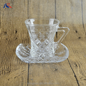 Juego de taza y platillo de estilo árabe con patrón cuadrado pequeño en relieve café capuchino vajilla juegos de té Decoración - Product Image 2