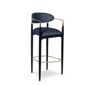 Chaise de bar haut en cuir italien, tabouret avec pieds en acier