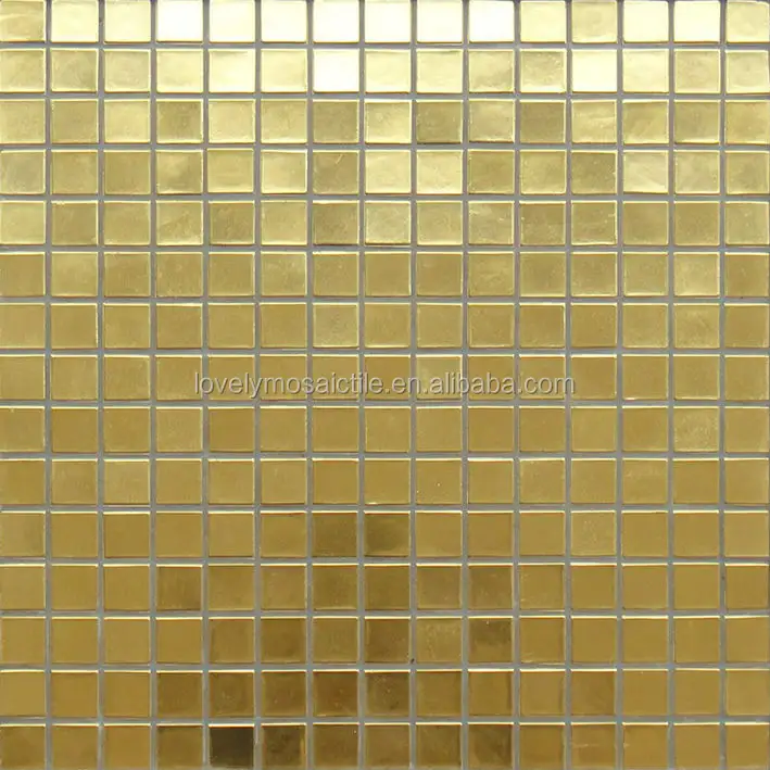 24K Mosaico Golden Square Real/Imitative Rose Gold Glass Mosaic Tile