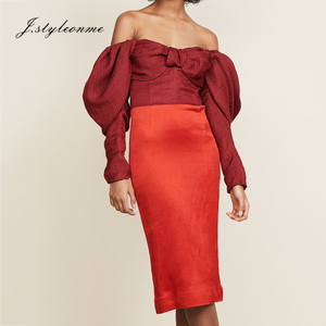 Personnalisé dames dos nu arc sans bretelles de douille de souffle rouge <span class=keywords><strong>mi</strong></span>-longueur <span class=keywords><strong>robe</strong></span> droite - Product Image 1