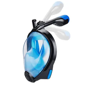 Hot koop silicone 180 graden volledige gezicht snorkelen duikbril aqualung snorkel set