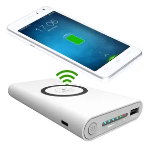 Carregador sem fio portátil qi 10000mah, banco de energia, bateria externa para celular