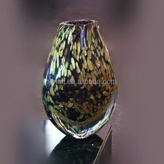 Xiamen MJ Creative Crafts Vase Perfume Bottle Colored Flower Glass Vases Gold Angel Glass Europe Handmade Mouth Blown Murano Art