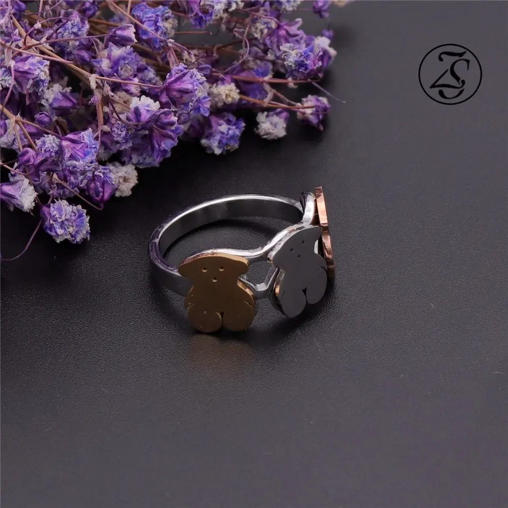 Multicolor Animal Shaped Ornament Ring Silver Stainless Steel Fashion Ring Daily Minimalist Style Personalized Jewelry