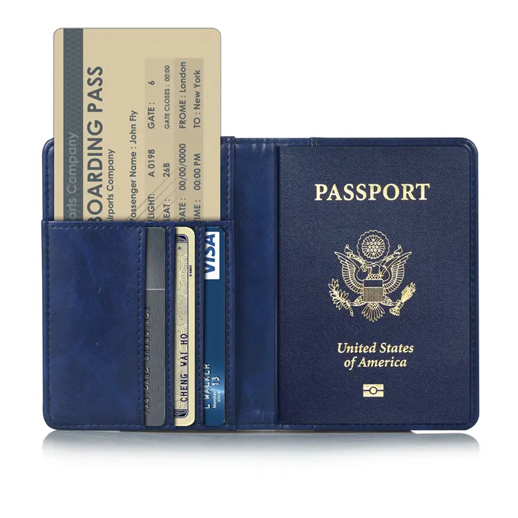 थोक पु चमड़ा खाली पासपोर्ट कवर मामले कस्टम मुद्रित पासपोर्ट धारक बैग बहु समारोह बटुआ पासपोर्ट कवर