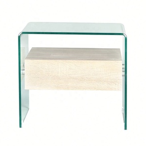 High End Elegant Un-tempered <strong>Glass</strong> <strong>Side</strong> <strong>Table</strong> Living Room <strong>Glass</strong> Furniture Bent <strong>Glass</strong> <strong>Table</strong> Price with MDF Drawer - Product Image 5