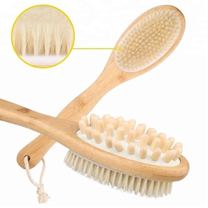 <span class=keywords><strong>Brosse</strong></span> à dos en bois hollandais à double face avec manche long de 35 cm, poils de <span class=keywords><strong>sanglier</strong></span> moyens et beige, pour le massage - Product Image 1