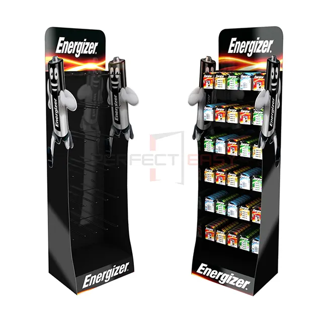 Commercial Groceries Shops Retail Supermarket Metal Floor Standing Battery Display Rack Hold Stand Hanging Displays