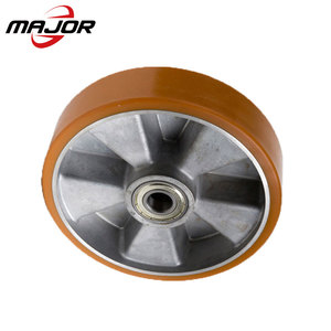 160mm 180mm 200mm robuste en aluminium noyau élastique en caoutchouc polyuréthane chariot élévateur roulette <span class=keywords><strong>pour</strong></span> <span class=keywords><strong>transpalette</strong></span> à main - Product Image 5