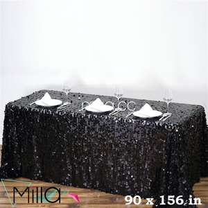 <span class=keywords><strong>Nappe</strong></span> Rectangle à Paillettes Grande Payette Argentée <span class=keywords><strong>de</strong></span> Qualité Supérieure 90X132 "90X156'' pour Mariage - Product Image 3