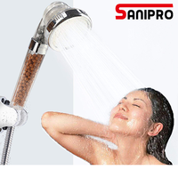 Pommeau de douche à main à filtre ionique à économie d'eau Sanipro 3 modes avec boules minérales ioniques pour le bain et la relaxation