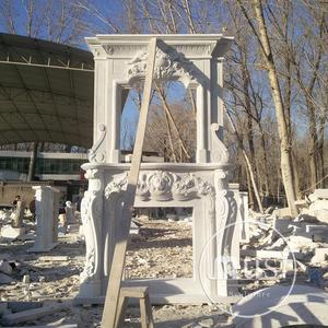 Repisa de <span class=keywords><strong>Chimenea</strong></span> con Cabeza de León Tallada en Piedra Estilo Europeo - Product Image 5