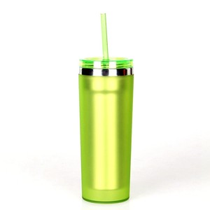 Al por mayor 24 0Z doble pared con aislamiento plástico flacos vasos de acrílico con paja y tapas a granel - Product Image 4