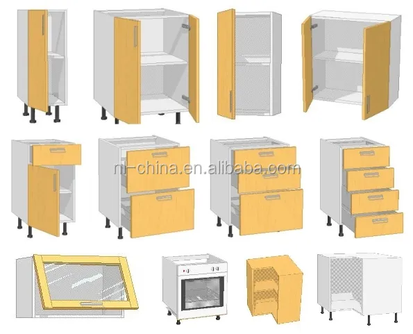 Armoires de cuisine avec unités de cuisine standard de conception personnalisée, MDF avec laque/PVC, usine de Malaisie
