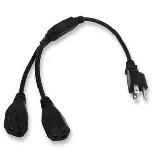 2 pies de Cable de CA enchufe macho EE. UU. recableado divisor blanco 5-15 p 3 punta mujer Nema Cable de alimentación naranja 5 15 p