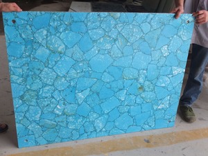 Dalles de turquoise en <span class=keywords><strong>pierre</strong></span> semi-précieuse <span class=keywords><strong>bleue</strong></span> polie, <span class=keywords><strong>pierre</strong></span> précieuse naturelle pour comptoirs/carreaux/meubles - Product Image 4